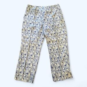 Brooks Brothers sz 14‎ lined blue w cream print side zip NWOT Irish linen pants